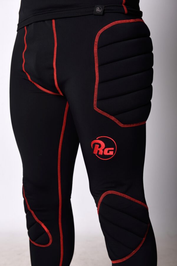 Pantaloni compresivi cu protectie, negru/rosu - imagine 2