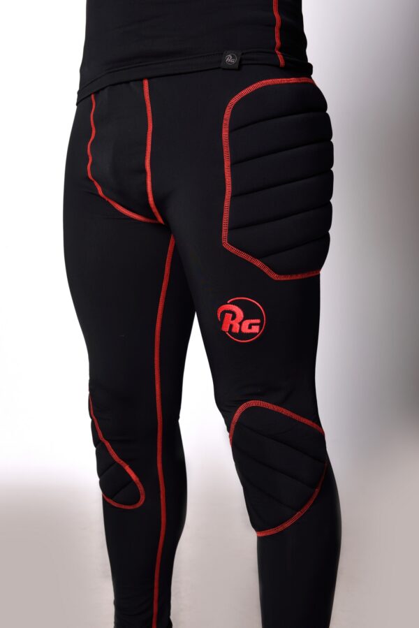Pantaloni compresivi cu protectie, negru/rosu - imagine 3