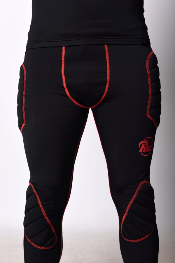 Pantaloni compresivi cu protectie, negru/rosu - imagine 4