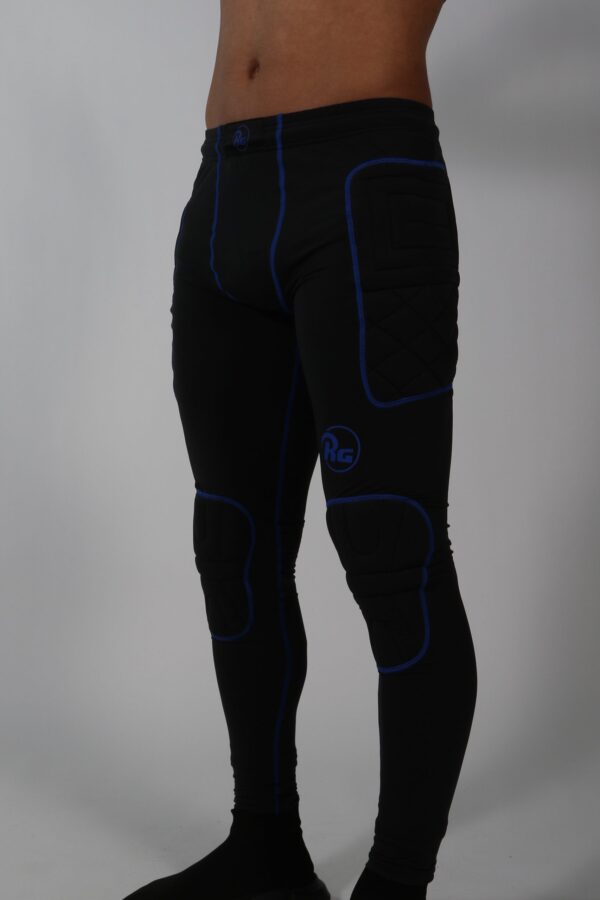 Pantaloni portari lungi compresivi cu protecție, negru/albastru