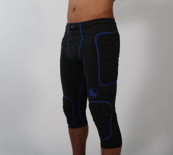 Pantaloni portari 3/4 compresivi cu protecție, negru/albastru