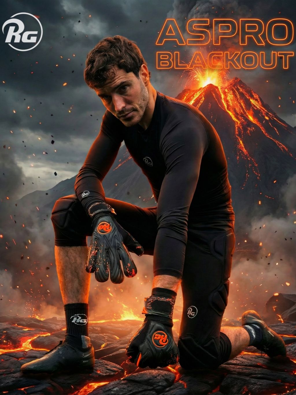 RG GOALKEEPER GLOVES ASPRO BLACKOUT - 26/27 - imagine 18